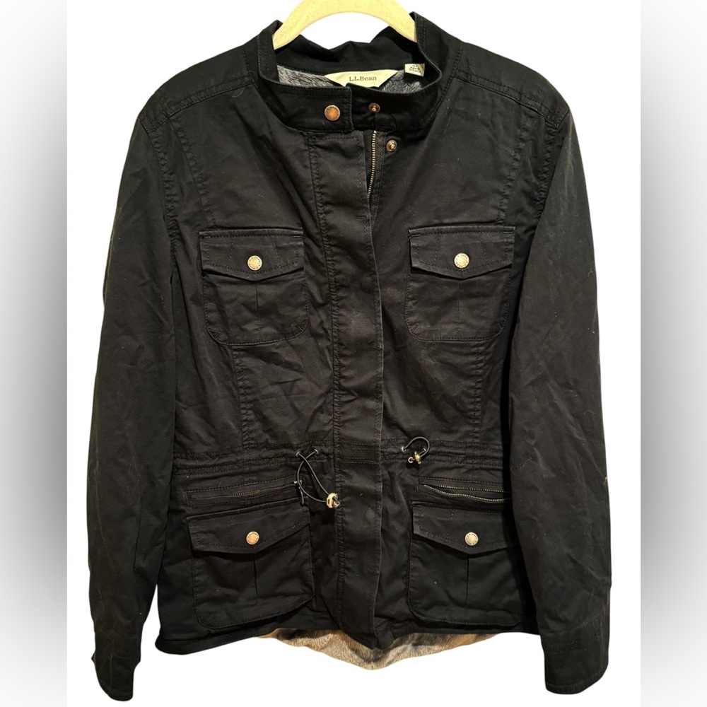 Classic & Super Comfy L.L. Bean Black Utility Chore Jacket w/ Grey “Fur” Lining